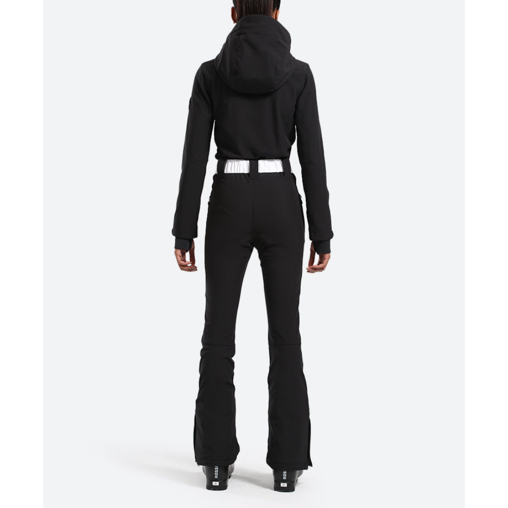Women's One Piece Ski Suit - Striped & Hooded for Ladies-Frozenoir-