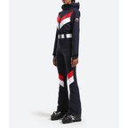 Women's One Piece Ski Suit - Striped & Hooded for Ladies-Frozenoir-