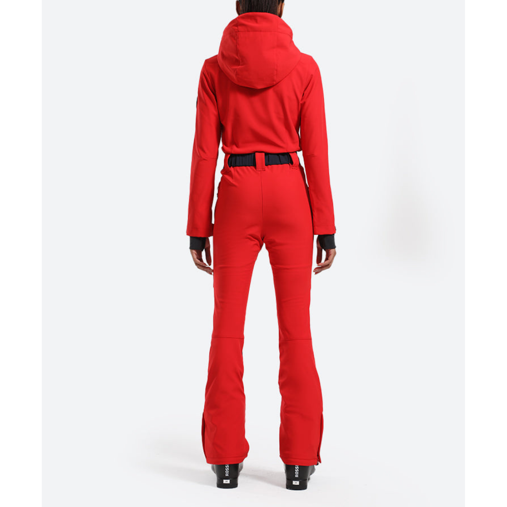 Women's One Piece Ski Suit - Striped & Hooded for Ladies-Frozenoir-