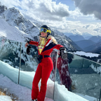 Women's One Piece Ski Suit - Striped & Hooded for Ladies-Frozenoir-