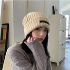 Women's Oversized Beanie - Warm Knit for Winter-Frozenoir-Beige-