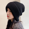 Women's Oversized Beanie - Warm Knit for Winter-Frozenoir-Black-