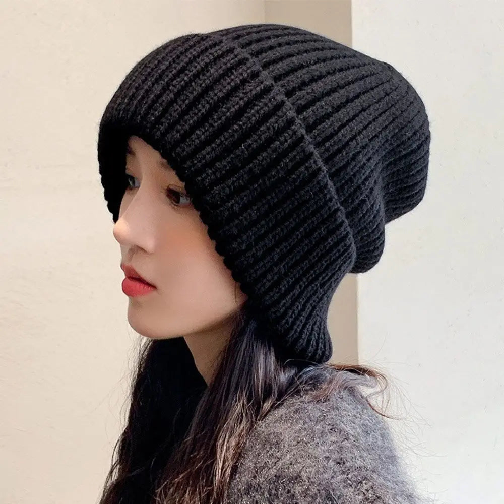 Women's Oversized Beanie - Warm Knit for Winter-Frozenoir-Black-