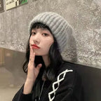 Women's Oversized Beanie - Warm Knit for Winter-Frozenoir-Light Gray-