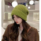 Women's Oversized Beanie - Warm Knit for Winter-Frozenoir-Light Green-