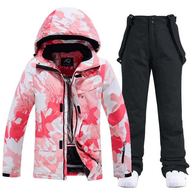Women's Pink Ski Suit - Warm & Waterproof for Winter-Frozenoir-Pink/Black-xs-