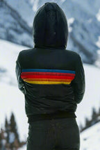 Women's Plush Wintersport Jacket - Hooded Fleece Coat-Frozenoir-