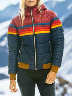 Women's Plush Wintersport Jacket - Hooded Fleece Coat-Frozenoir-Navy-xs-