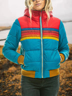 Women's Plush Wintersport Jacket - Hooded Fleece Coat-Frozenoir-Sky Blue-xs-