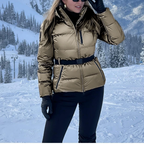 Damen-Skijacke Silber | Wasserabweisend, tailliert, Metallic-Look