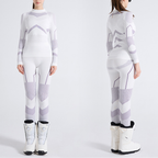 Women's Ski Base Layer - Quarter Zip Thermal Top-Frozenoir-White-s-
