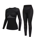 Women's Ski Base Layer Set - Thermal Top & Bottoms-Frozenoir-Black-s-