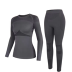 Women's Ski Base Layer Set - Thermal Top & Bottoms-Frozenoir-Gray-s-
