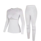 Women's Ski Base Layer Set - Thermal Top & Bottoms-Frozenoir-White-s-