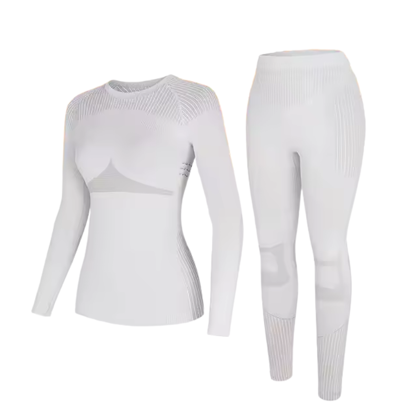 Women's Ski Base Layer Set - Thermal Top & Bottoms-Frozenoir-White-s-