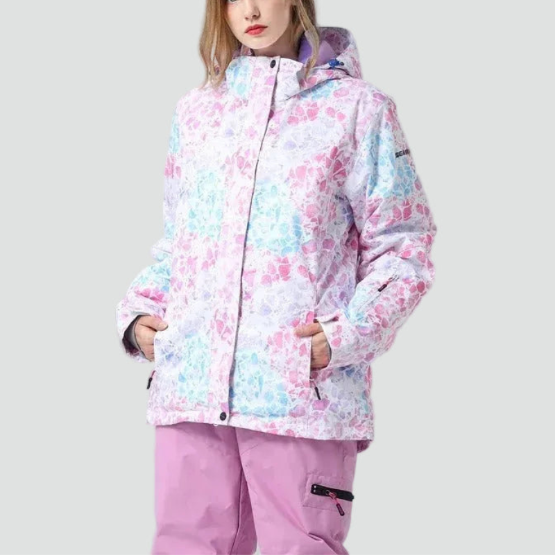 Women's Ski Parka - Insulated Ladies Ski Coat-Frozenoir-Pink-xs-