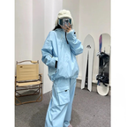 Women's Ski Suit - Baggy Snowboard Jacket & Pants Set-Frozenoir-Blue-s-