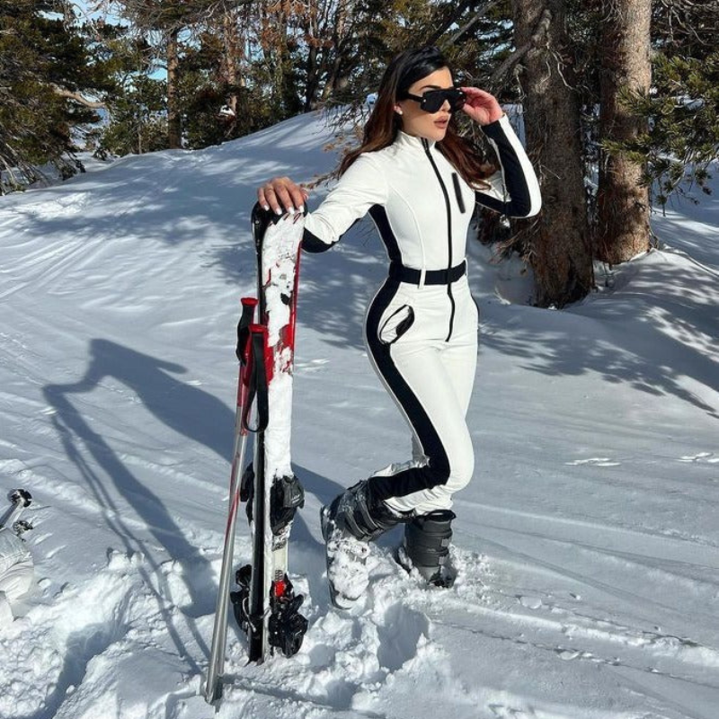 Women's Ski Suit - Modern Ski Jacket & Pants Set-Frozenoir-White-xs-