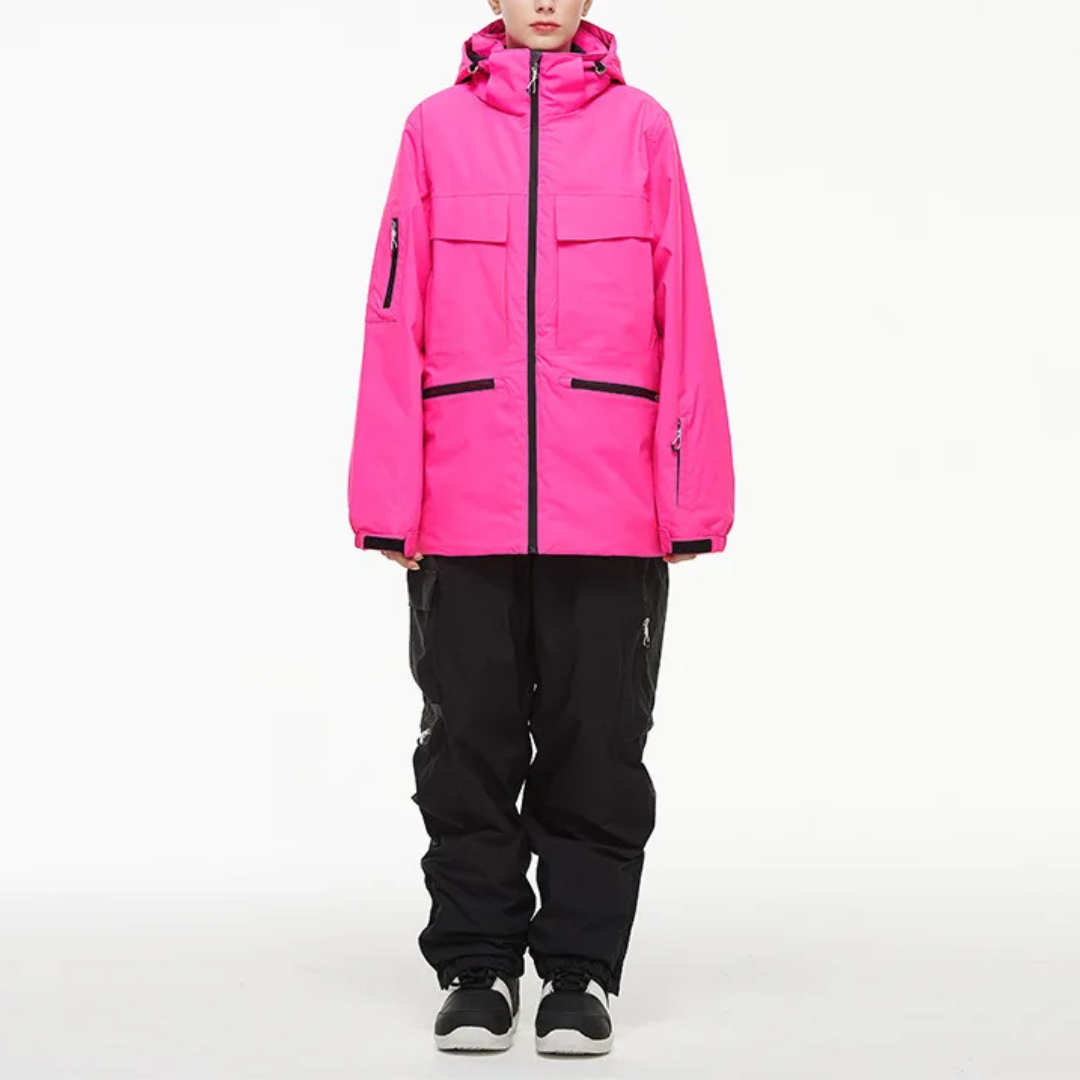Women's Ski Suit - Waterproof Ski Jacket & Pants Set-Frozenoir-Pink/Black-s-