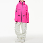 Women's Ski Suit - Waterproof Ski Jacket & Pants Set-Frozenoir-Pink/White-s-