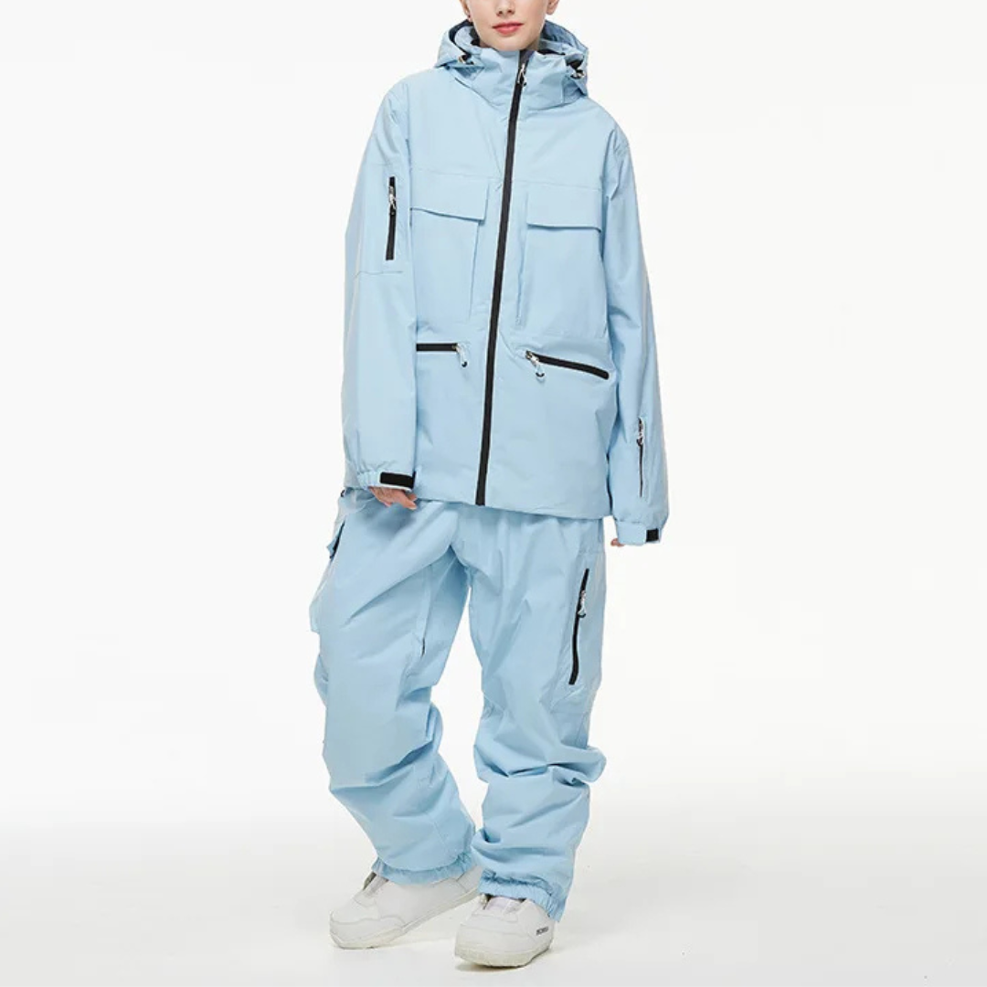 Women's Ski Suit - Waterproof Ski Jacket & Pants Set-Frozenoir-Sky Blue-s-