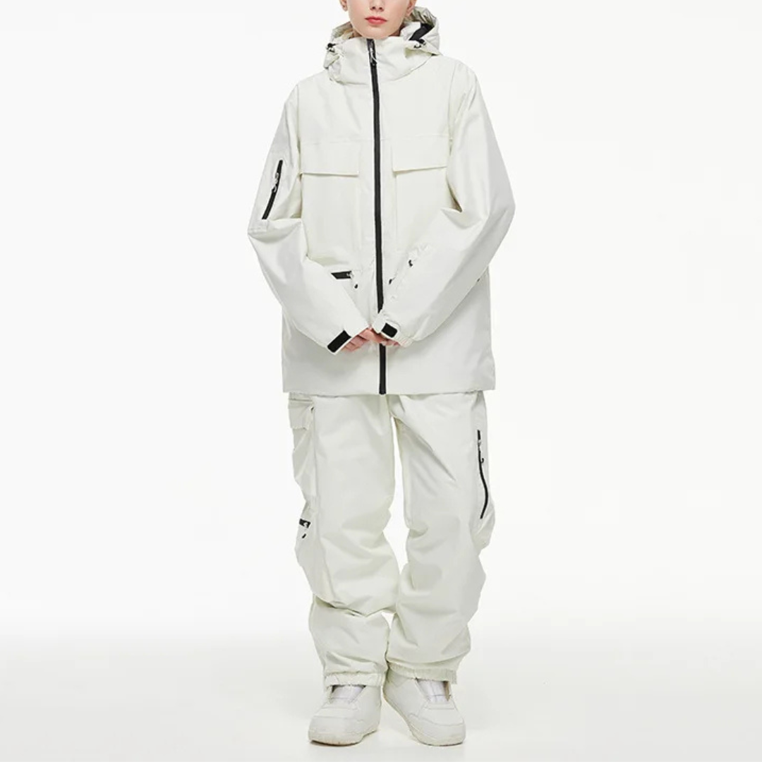 Women's Ski Suit - Waterproof Ski Jacket & Pants Set-Frozenoir-White-s-
