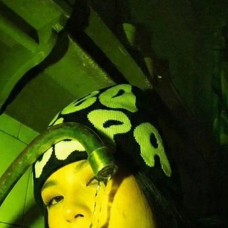 Y2K Graphic Beanie - Printed Knit Hat-Frozenoir-