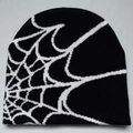 Y2K Knit Beanie - Spider Pattern for Winter-Frozenoir-Black/White-