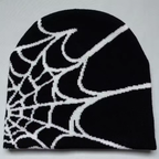 Y2K Knit Beanie - Spider Pattern for Winter-Frozenoir-Black/White-