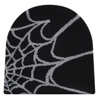 Y2K Knit Beanie - Spider Pattern for Winter-Frozenoir-Gray/Black-