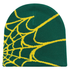 Y2K Knit Beanie - Spider Pattern for Winter-Frozenoir-Green/Yellow-