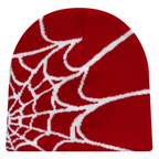Y2K Knit Beanie - Spider Pattern for Winter-Frozenoir-Red-