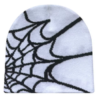 Y2K Knit Beanie - Spider Pattern for Winter-Frozenoir-White-